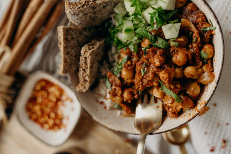 Vegan food displayed in a bowl