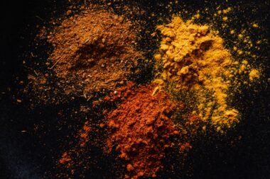 A blend of spices on a black background
