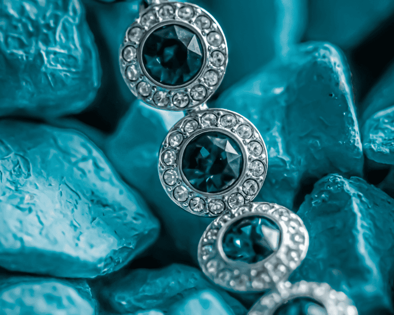 A luxury diamond on a blue rock