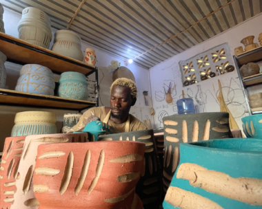 Idris Olabode, Clay of Lagos in his studio making ceramics