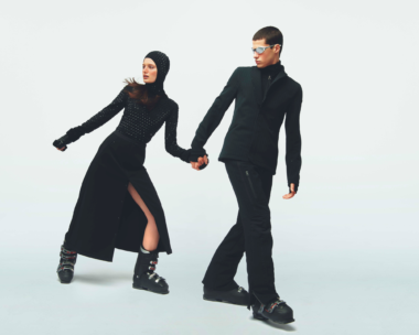 Elegant display of Luxury Ski Fashion Brand attire with the text Welcome to Planet JET SET, highlighting the brand's commitment to chic winter sports fashion.