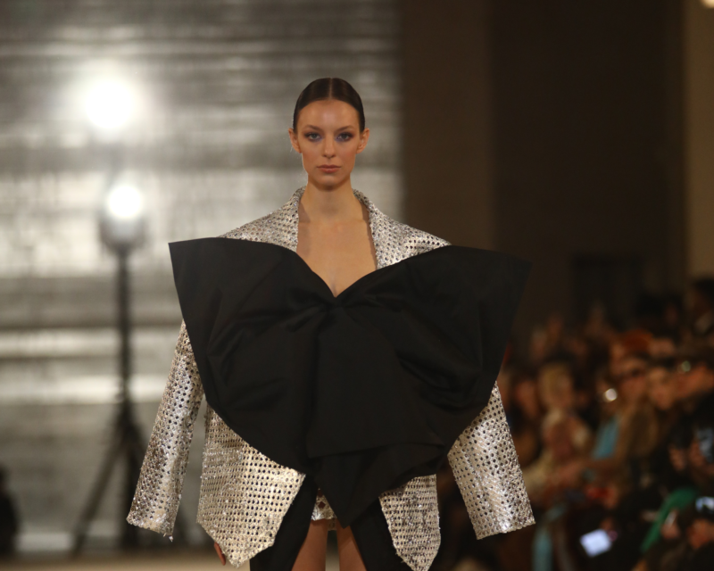 Models on the runway showcasing Juana Martín's LA ROSÉE designs during the Spring-Summer 2024 Couture event