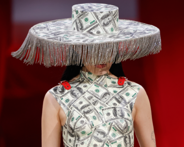 models in Marina Hoermanseder's AW 24/25 CIRCUS Collection, showcasing avant-garde fashion on a whimsical runway