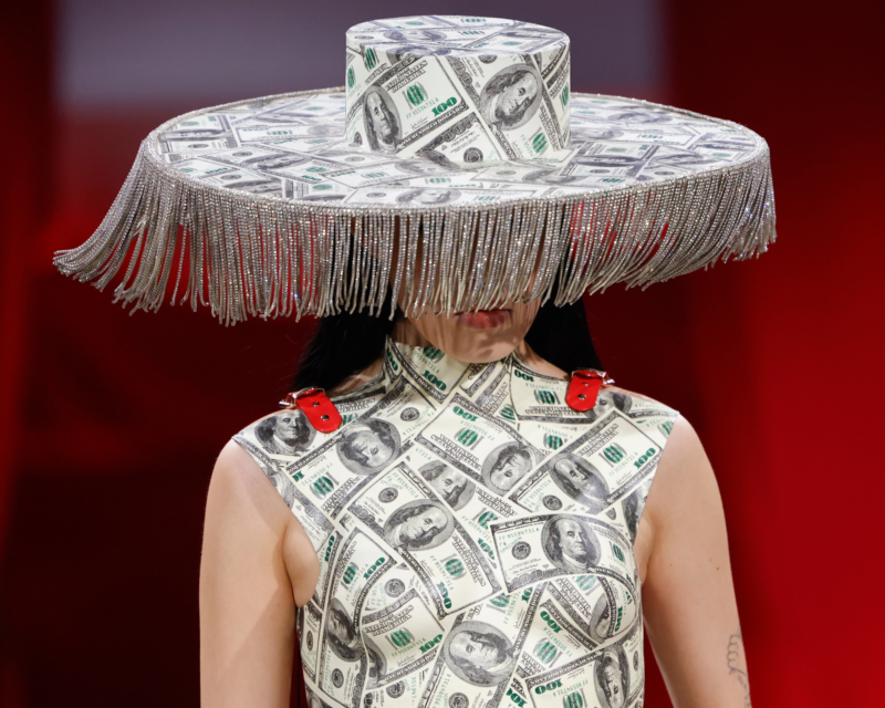models in Marina Hoermanseder's AW 24/25 CIRCUS Collection, showcasing avant-garde fashion on a whimsical runway