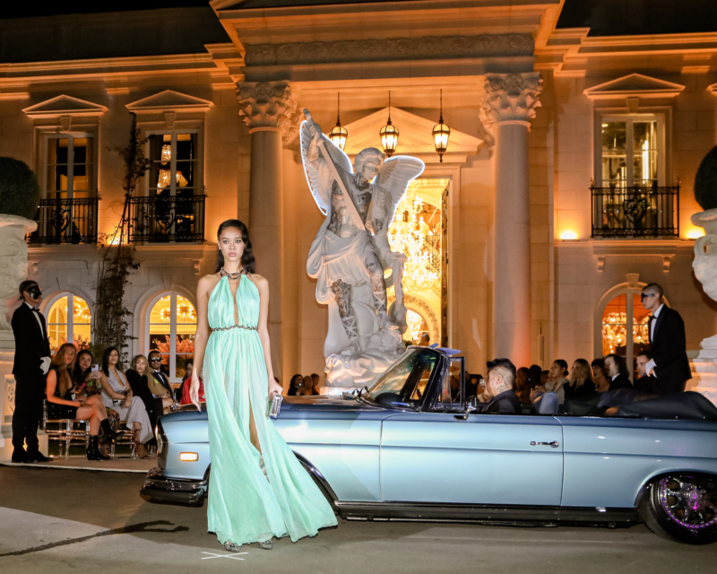 Models showcasing Philipp Plein's luxurious designs on the runway during the exclusive Oscars Night 2024 event