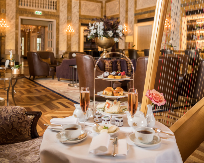 At Hotel Imperial Vienna, enjoy afternoon tea accompanied by harp music