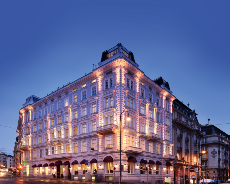 Exterior view of Hotel Sans Souci Wien, showcasing its elegant architecture and vibrant surroundings, and welcoming ambiance as a top FAB destination