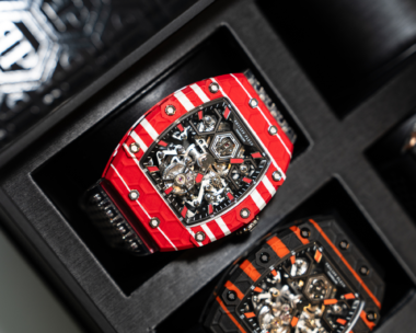 Close-up of Philipp Plein's innovative time machines showcased at the 2024 WATCHES AND WONDERS in Geneva