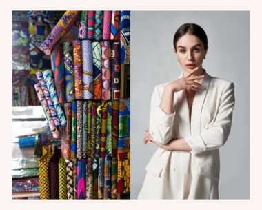 Spring 2024 style inspiration: Combining the simplicity of English minimalism with the boldness of African prints for an eye-catching spring outfit.