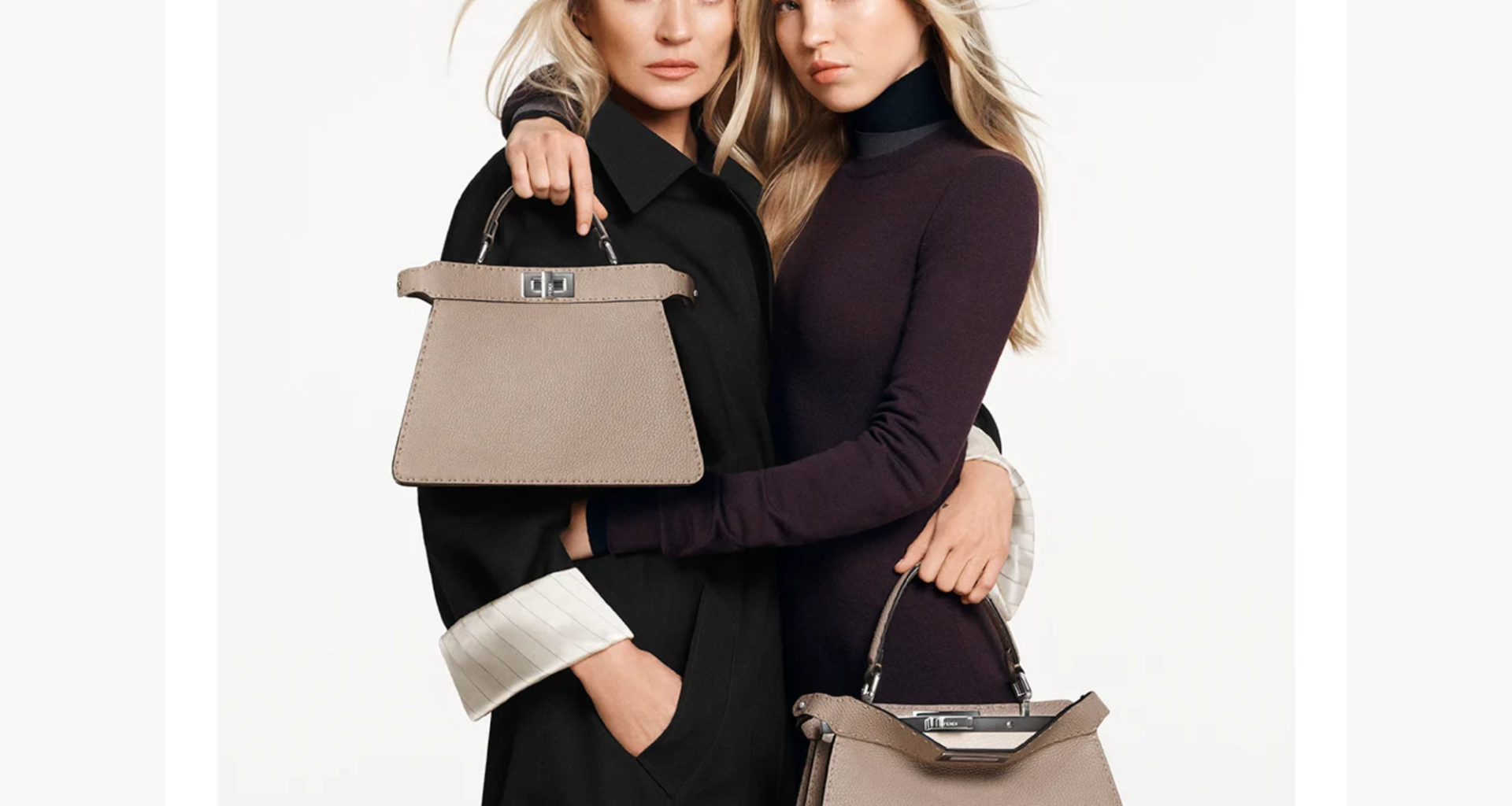 Mother-daughter duo, Kate Moss and Lila Grace, elegantly pose for Fendi Peekaboo Bag Campaign.