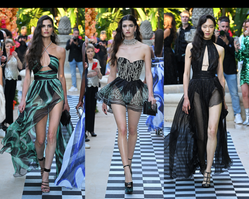 Models showcasing the Cruise 2025 Collection by luxury fashion house Philipp Plein at Cannes