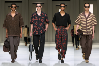 Model walking the runway for Dolce & Gabbana's Italian Beauty Collection for Summer 2025