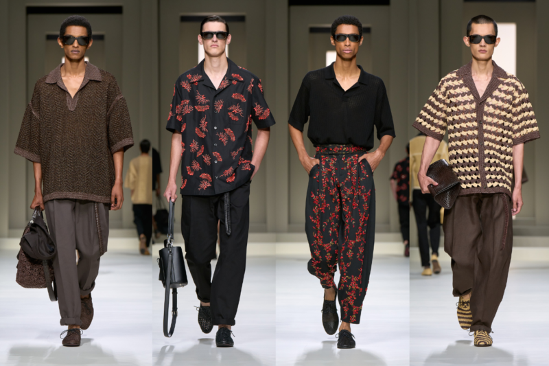 Model walking the runway for Dolce & Gabbana's Italian Beauty Collection for Summer 2025