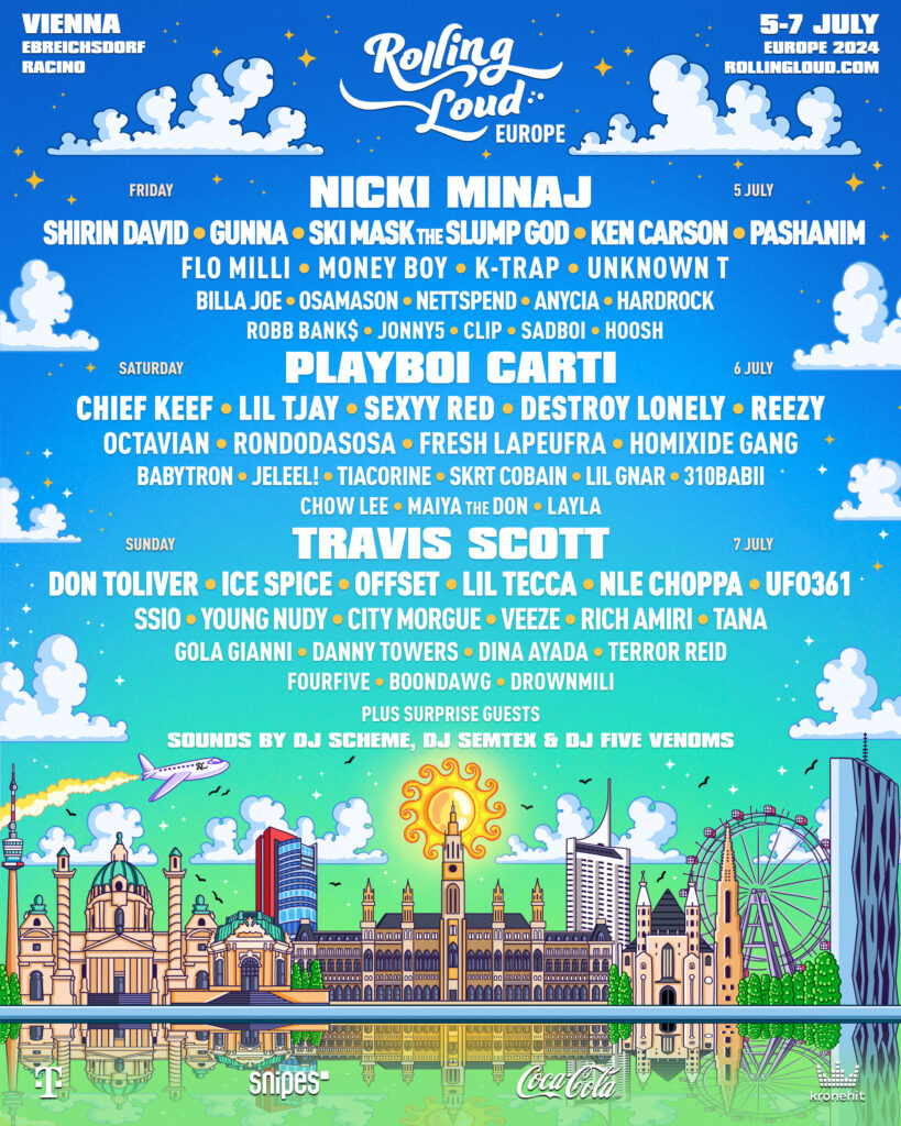 Shirin David, Nicki Minaj, Playboi Carti, Ice Spice, and Travis Scott headline a three-day Rolling Loud Europe festival in Austria
