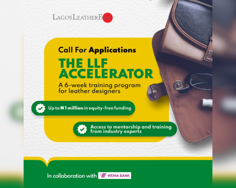 Poster announcement of The Lagos Leather Fair Accelerator Program in partnership with Wema Bank