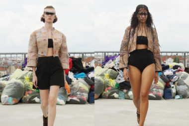 Models showcase the Sneaker Riot collection from streetwear label PLNGNS at the opening of Berlin Fashion Week, featuring urban-inspired designs and vibrant footwear.
