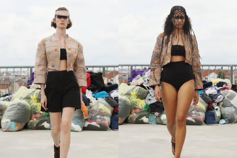 Models showcase the Sneaker Riot collection from streetwear label PLNGNS at the opening of Berlin Fashion Week, featuring urban-inspired designs and vibrant footwear.