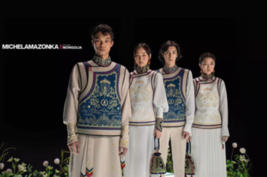 Close-up of Mongolia's Paris Olympics Opening Ceremony uniforms, highlighting intricate details and bold colors.
