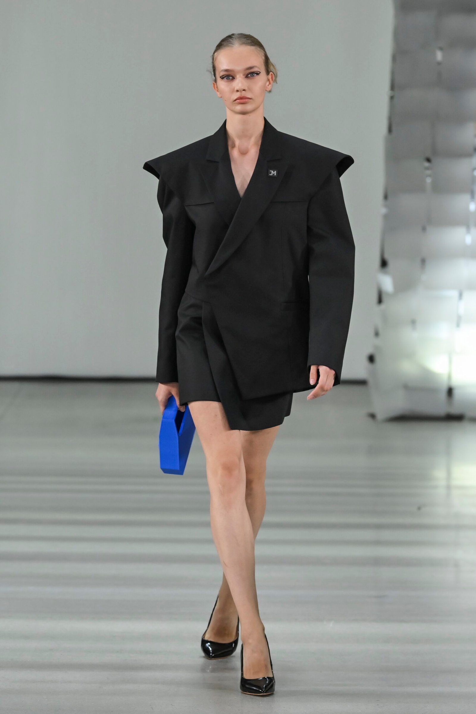 Jakub Matiašovič’s fashion collection inspired by brutalist architecture, featuring hand-drawn prints at MB Fashion Live 2024.