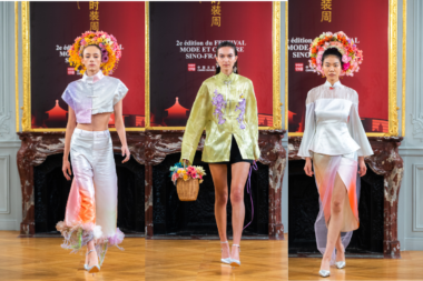 Traditional and modern Quanzhou-inspired outfits at Sino-French Fashion Week 2024.
