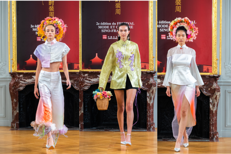 Traditional and modern Quanzhou-inspired outfits at Sino-French Fashion Week 2024.