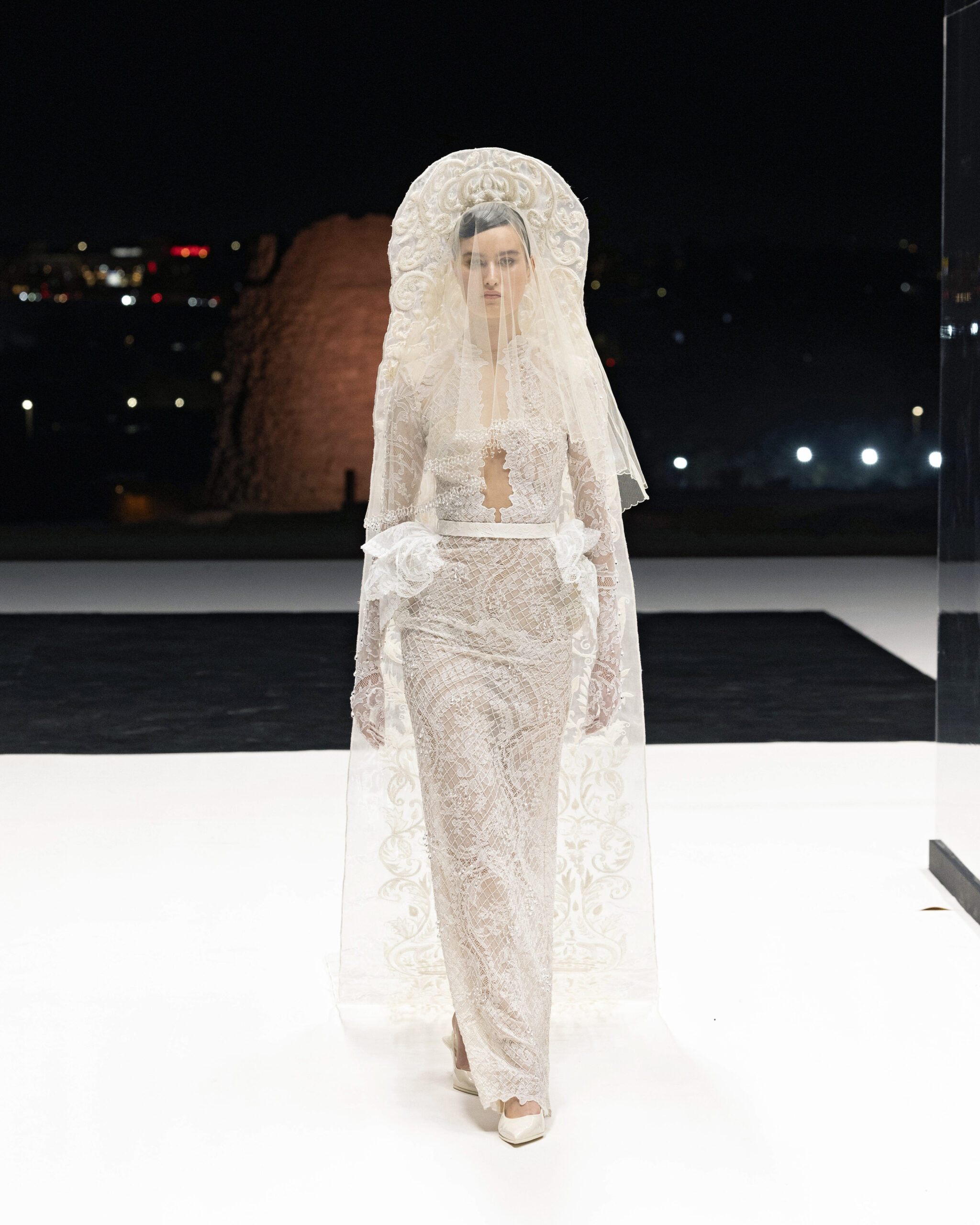 Models showcasing Saudi couture at Riyadh Fashion Week, blending tradition and modernity.