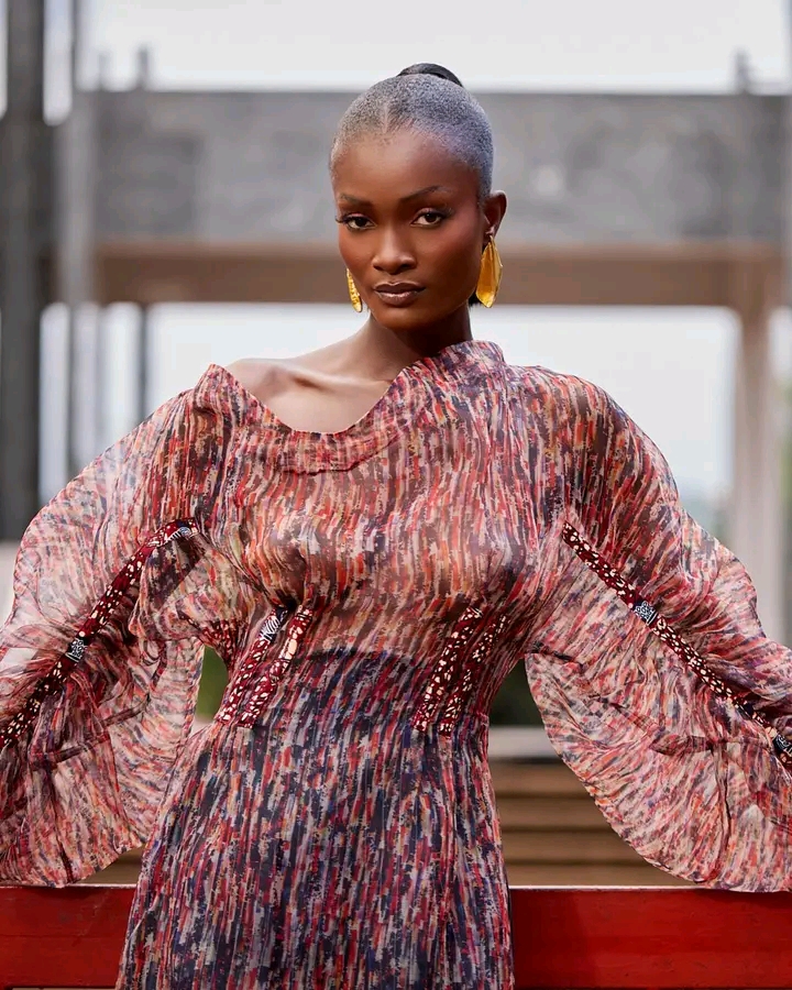 Model wearing a Christie Brown Ava top and Ruby skirt from the Fall 2024 Clarity Collection.