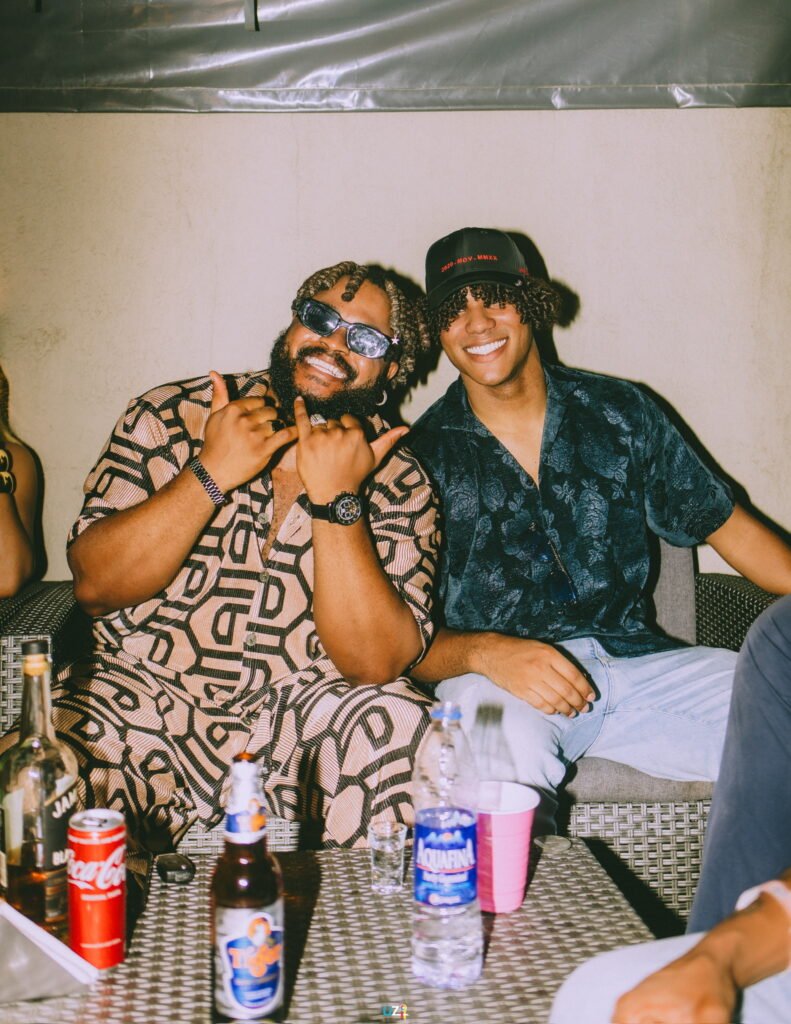 Big Brother Naija’s White Money and Daniel Hala at PRAIA Lagos, blending Afrobeats culture and high fashion.