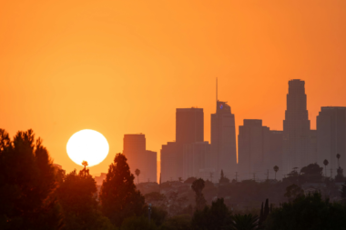 An evening sunset during Los Angeles wildfires 2025