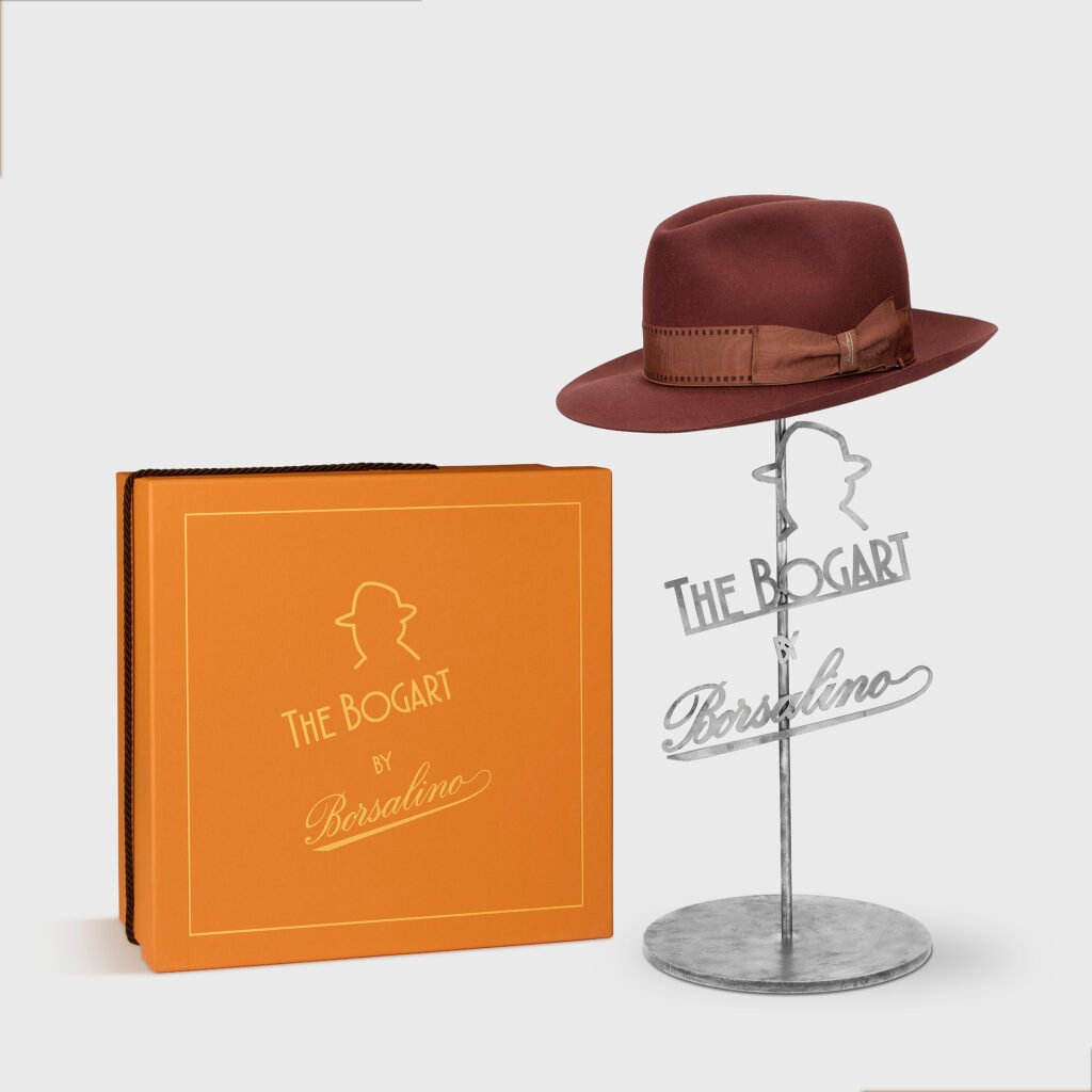 A stand displaying The Bogart by Borsalino Cut 7