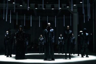 Models wearing Yenesai Alignment AW2025-26, featuring 3D-printed armor plates and futuristic textiles