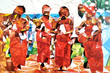 A vibrant African artwork by Ejimaja Vivian