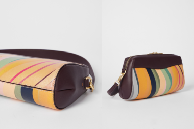 Close-up of the Bridget bag by Paul Smith with signature swirl print