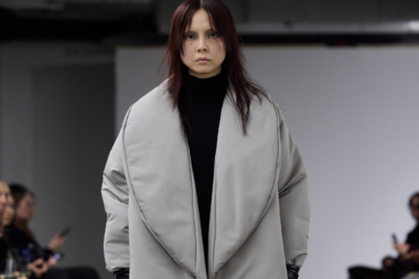 Model in Vanessa Baernthol FW25 ‘REBUILT’ collection at Berlin Fashion Week