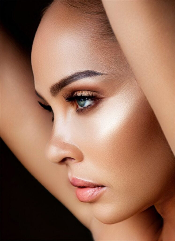 Close-up of Roberta Whitney’s radiant skin, showcasing natural beauty for women over 50.