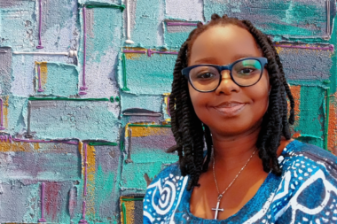 Nigerian artist Uchechi Udochukwu working on a new artwork