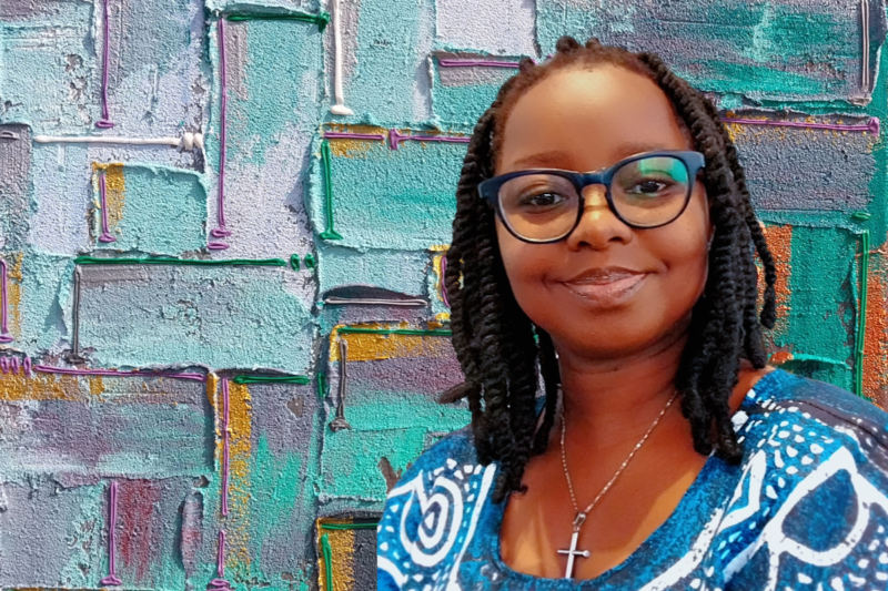 Nigerian artist Uchechi Udochukwu working on a new artwork