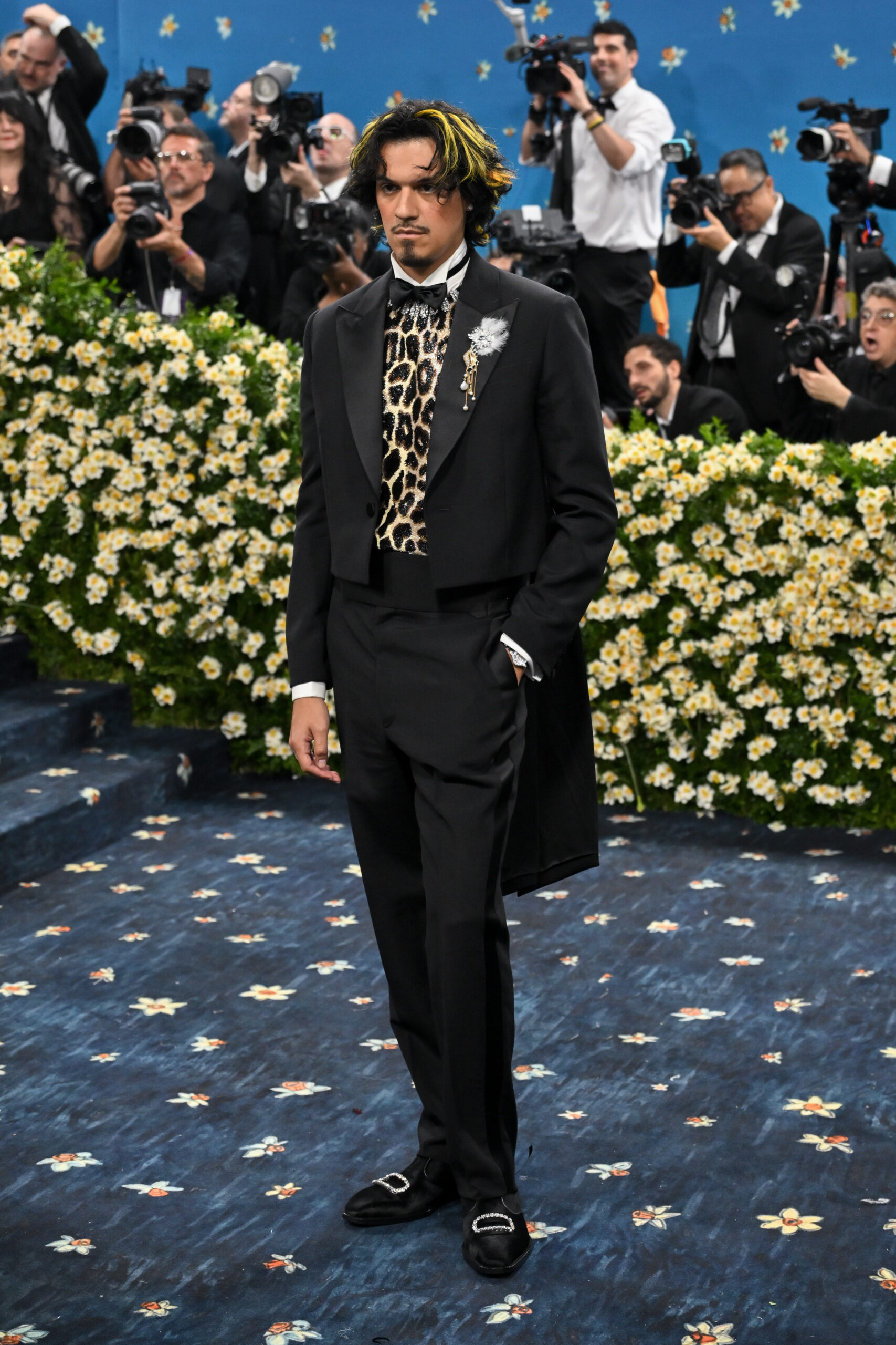 US singer-songwriter Omar Apollo arrives for the 2025 Met Gala at the Metropolitan Museum of Art on May 5, 2025, in New York. The Gala raises money for the Metropolitan Museum of Art's Costume Institute. The 2025 Met Gala is themed "Tailored for You," aligning with the Costume Institute's exhibition, "Superfine: Tailoring Black Style," set to open to the public on May 10. (Photo by Angela WEISS / AFP) (Photo by ANGELA WEISS/AFP via Getty Images)