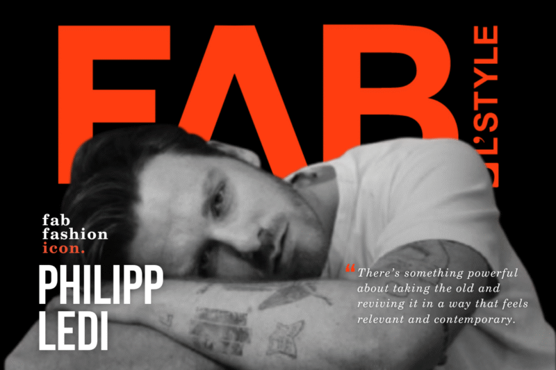 Philipp Ledl founder of WHYAT fashion brand at Vienna atelier on the cover of FAB L'Style Magazine as FAB Fashion Icon