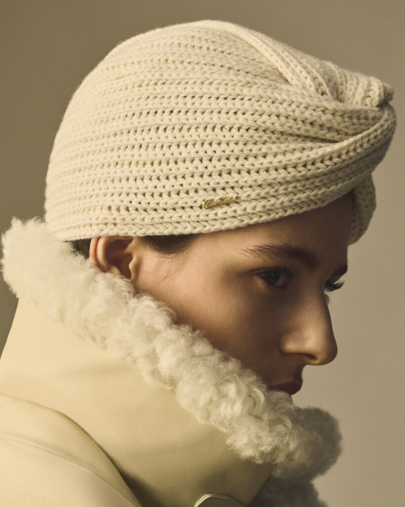 Model wearing a Borsalino hat from the Fall-Winter 2025 campaign, photographed by Pablo di Prima
