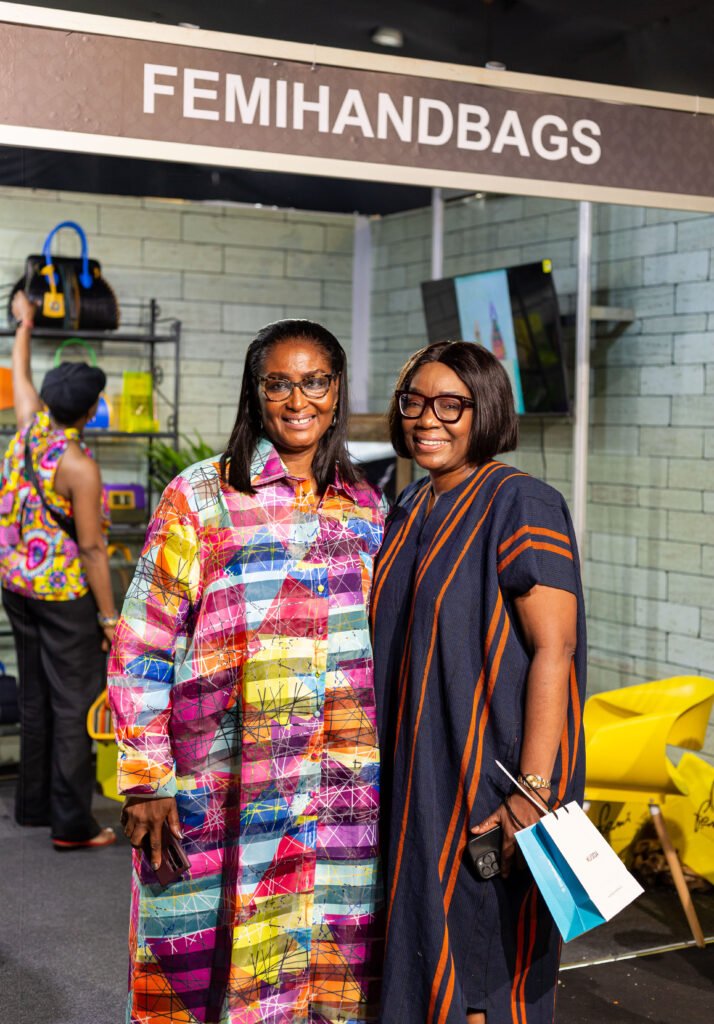 L-R: Mrs Femi Olayebi, Convener, Lagos Leather Fair and Mrs Vivien Shobo, Independent Non- Executive director, Guinness Nigeria at Lagos Leather Fair 2024.
