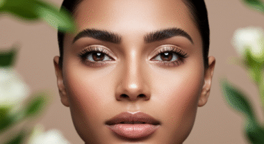 Flat lay of eyebrow growth serums for fuller, healthier brows