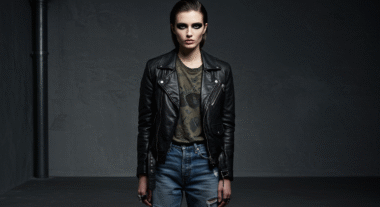 Close-up of clean grunge makeup with smudged eyeliner. Vintage 90s grunge-inspired beauty with modern polish