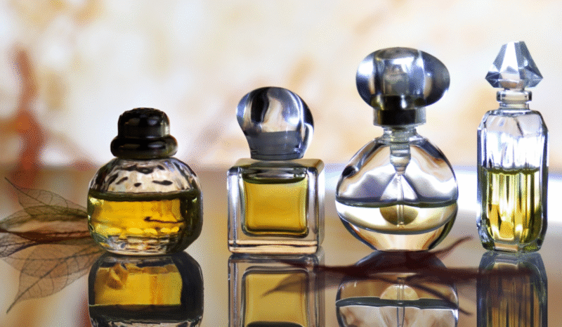 Collection of vegan and cruelty-free fragrances 2025 displayed on sustainable packaging”