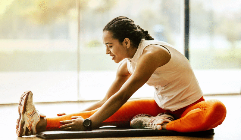 A person tying their sneakers, ready to work out and stay motivated for fitness