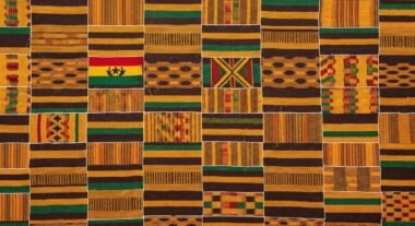 Traditional Kente fabric patterns from Bonwire, Ghana