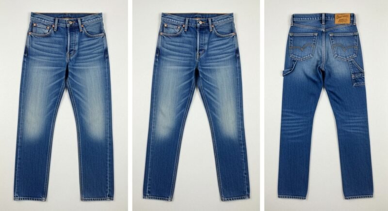 People wearing denim jeans in different cities, showing the universal appeal of denim.