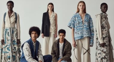 Designer examining eco-friendly fabrics representing sustainable fashion innovation beyond upcycling