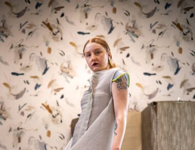 Model wearing SS26 SCARAB collection inspired by ancient Egyptian symbolism of rebirth and spiritual transformation