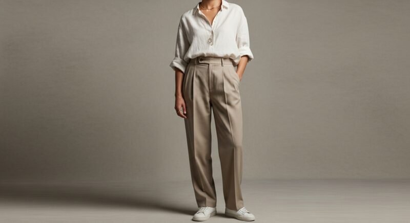Minimalist outfit featuring neutral tones